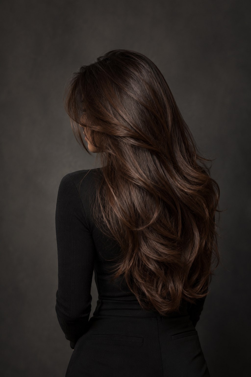 Editorial inspiration: long brunette layers styled with soft movement